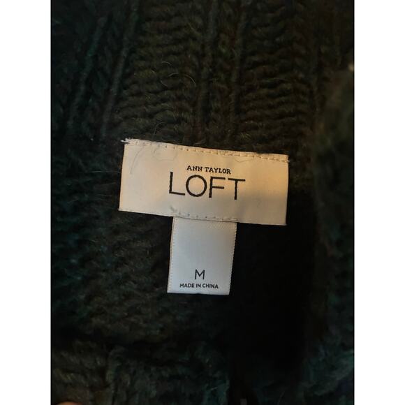 LOFT Wool Alpaca Dolman Knit Cardigan Medium Dark Green - Picture 3 of 7
